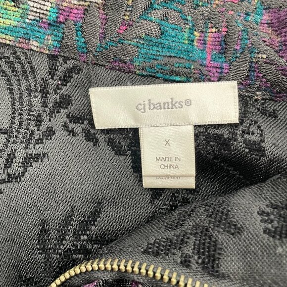 CJ Banks Purple Brocade Embroidered REVERSIBLE Full Zip Jacket Womens Size 14W - Picture 4 of 8